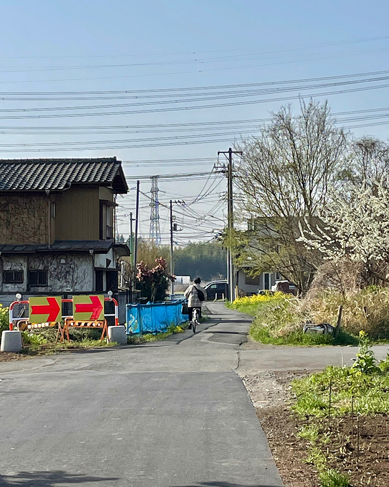 細々と街道が続いていく写真